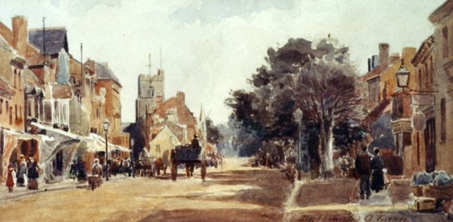 Painting of Berkhamsted High Street by A Turner